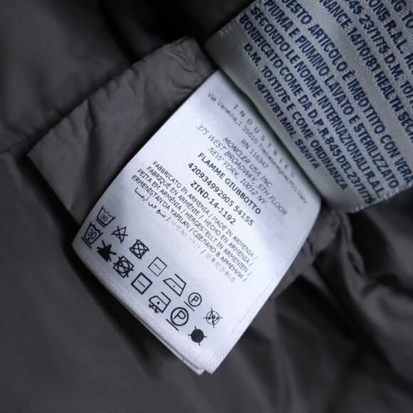 MONCLER Flamme Giubbotto Long Down Jacket Taupe Parka Stowable Hood Women's 3/L - Picture 15 of 16